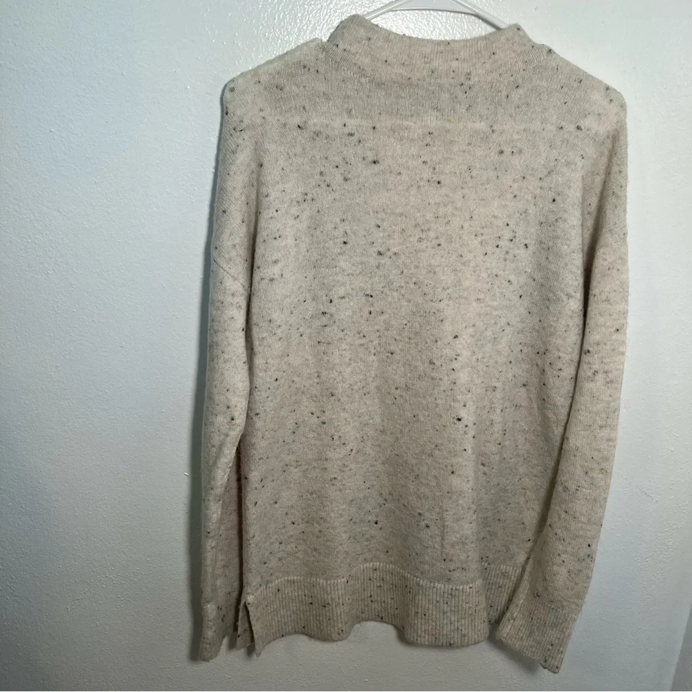 Loft Women's Size XS Flecked Mock Neck Tunic Sweater Cream Speckled Textured